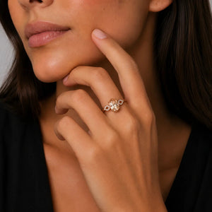 925 Sterling Silver Rose Plated Lab. Morganite Ring