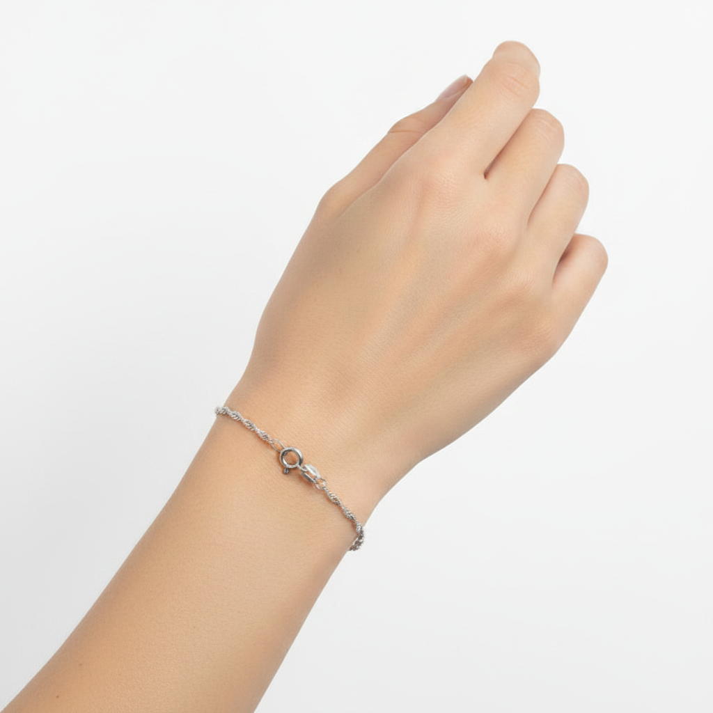 925 Sterling Silver Singapore Chain Bracelet