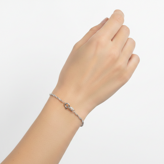 925 Sterling Silver Singapore Chain Bracelet