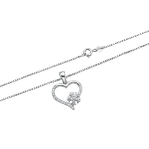 925 Sterling Silver CZ Snowflake Heart Necklace