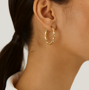 Yellow Gold Twisted hoop Earrings, 10k