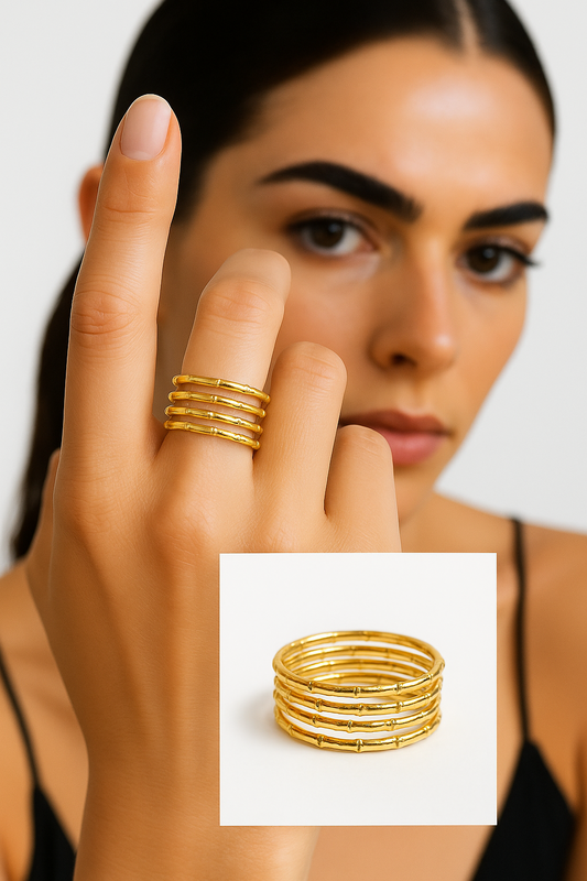 Yellow Gold Thin Stacking Ring. 18k