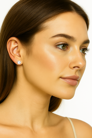 White Gold Natural Round Stud Earrings. 14k, TDW: 0.92ct, VS1-2, FG