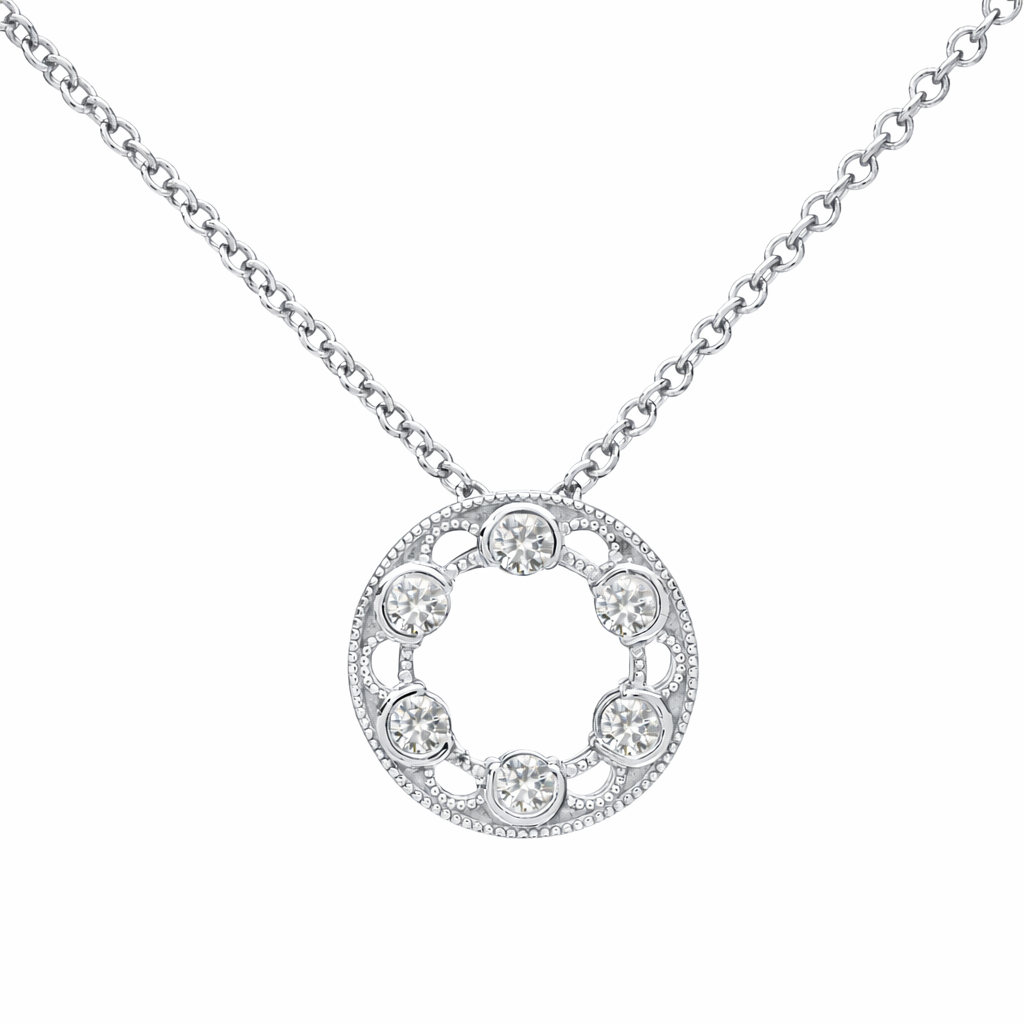 White Gold Tacori Reverse Crescent Circle of Life Diamond Necklace. 18k,  TDW: 0.12ct- Resale