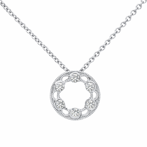 White Gold Tacori Reverse Crescent Circle of Life Diamond Necklace. 18k,  TDW: 0.12ct- Resale