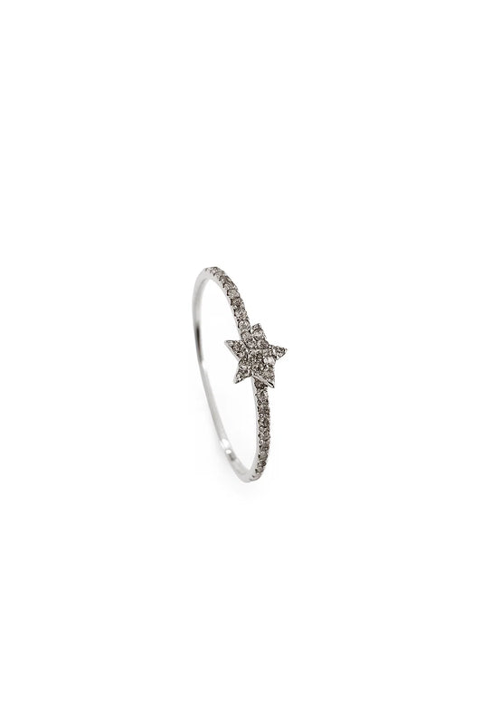 White Gold Star-shaped Diamond Ring, 18k