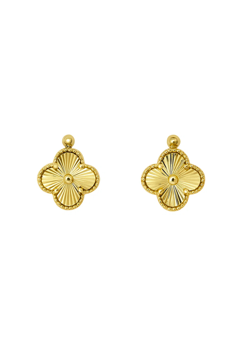 Yellow Gold Four-leaf Clover Stud Earrings, 18k, 2.57gr