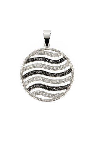 White Gold Circular Shape with Wavy Design Pendant, 10k