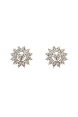 White Gold Heart Halo Design Diamond Stud Earrings, 18k, TDW: 0.5ct SI K