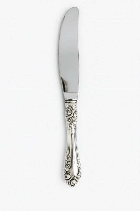 Antique Normandy Rose 1944 Sterling Silver Handle Butter Knife 6 inches