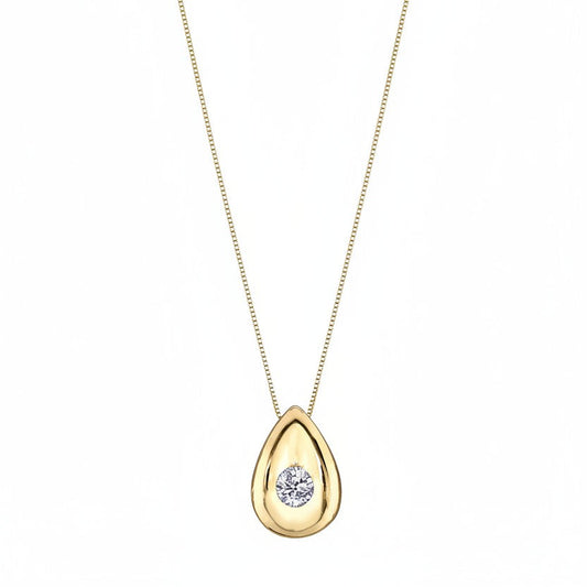 10k Yellow Gold Tear Drop Diamond Pendant.