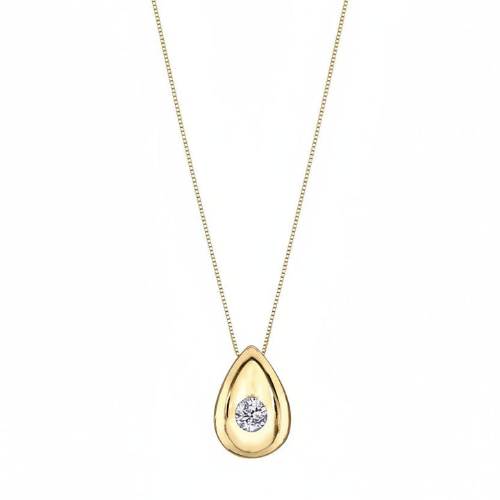 10k Yellow Gold Tear Drop Diamond Pendant.