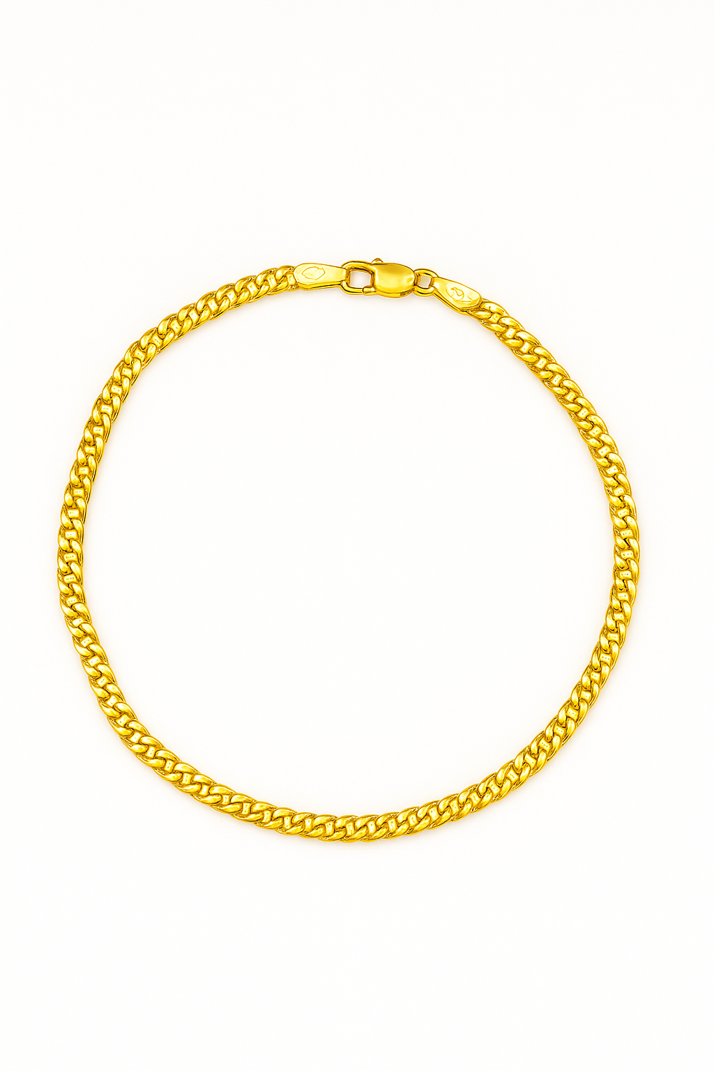Yellow Gold Curb Chain Bracelet with Lobster Clasp, 18k  2.9 gr 7.5 inch