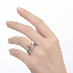 925 Sterling Silver Lab-Grown Diamond Tiara Ring