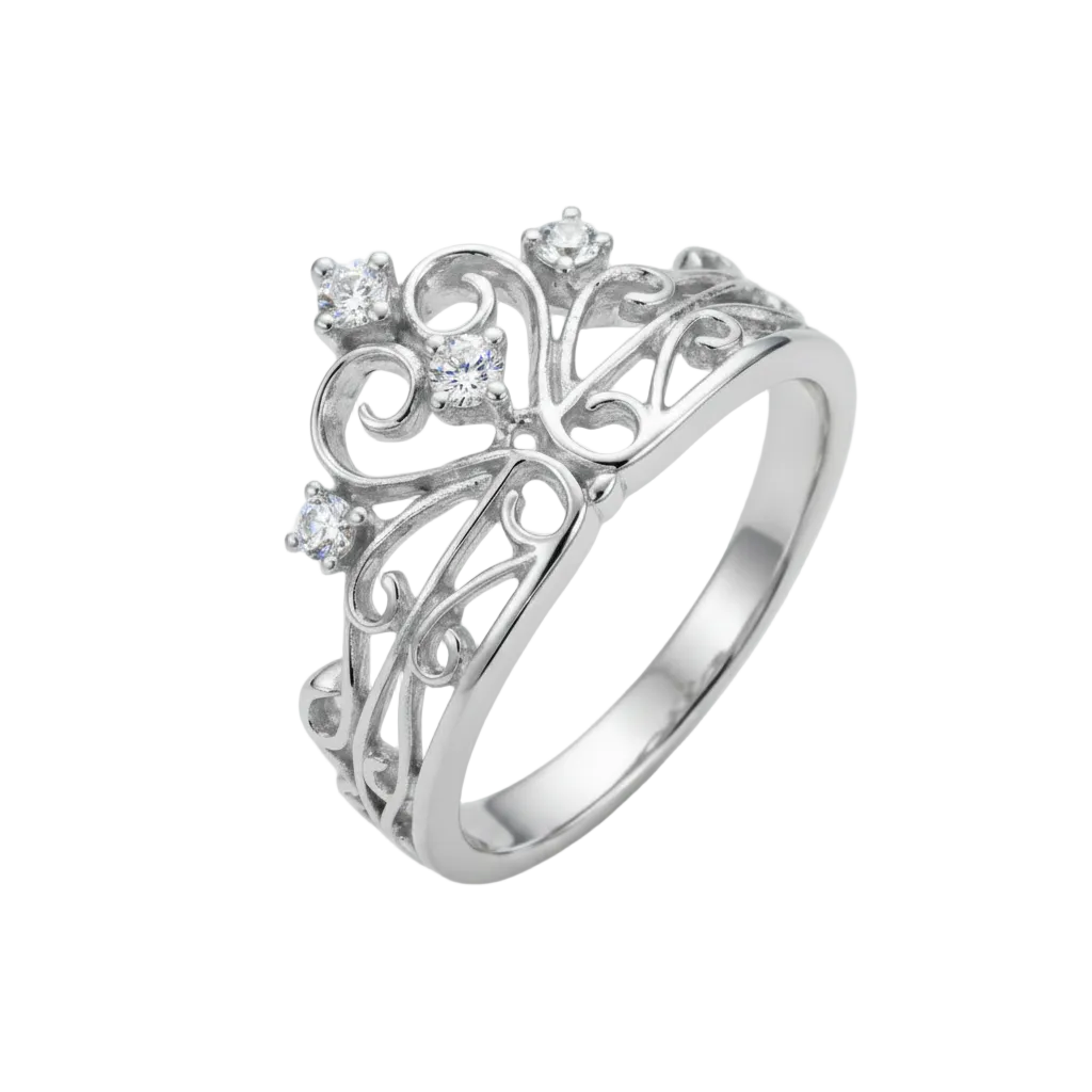 925 Sterling Silver Lab-Grown Diamond Tiara Ring