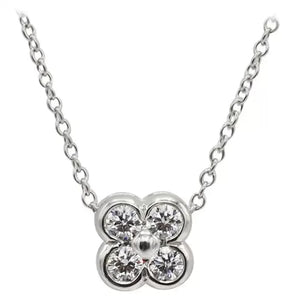 Tiffany & Co. Platinum Diamond Flower Pendant Necklace .08ct 16inches. Floating Charm StylePLAT 3.1gr