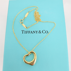 Tiffany Gold Elsa Peretti Open Heart Pendant. Resell. 18k, 16