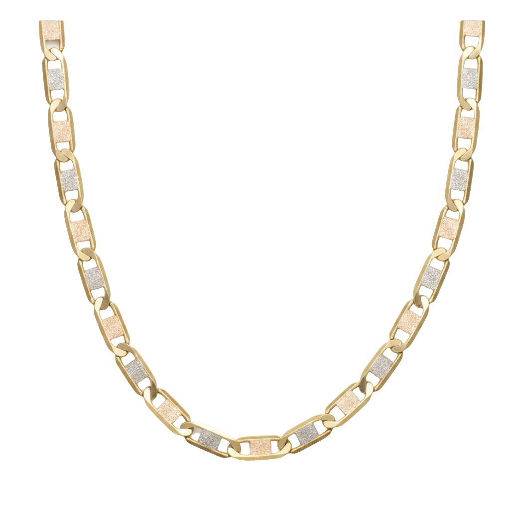 18K Tri-Tone Gold Anchor Link Chain 15" 1mm