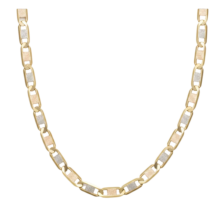 18K Tri-Tone Gold Anchor Link Chain 15" 1mm