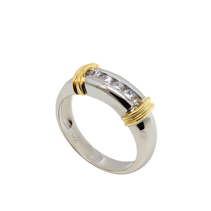 10K Two Tone Channel-set diamond band ring