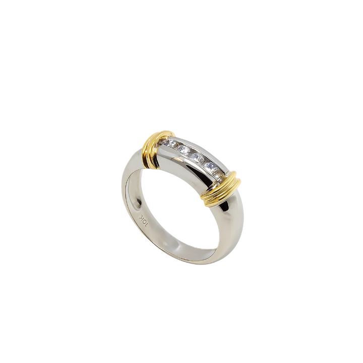 10K Two Tone Channel-set diamond band ring