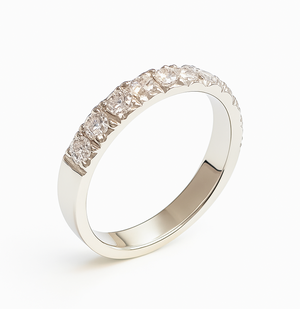 White Gold Diamonds Half Eternity Ring. 18k, TDW: 0.39ct, SI, GH