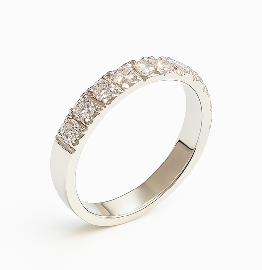 White Gold Diamonds Half Eternity Ring. 18k, TDW: 0.39ct, SI, GH