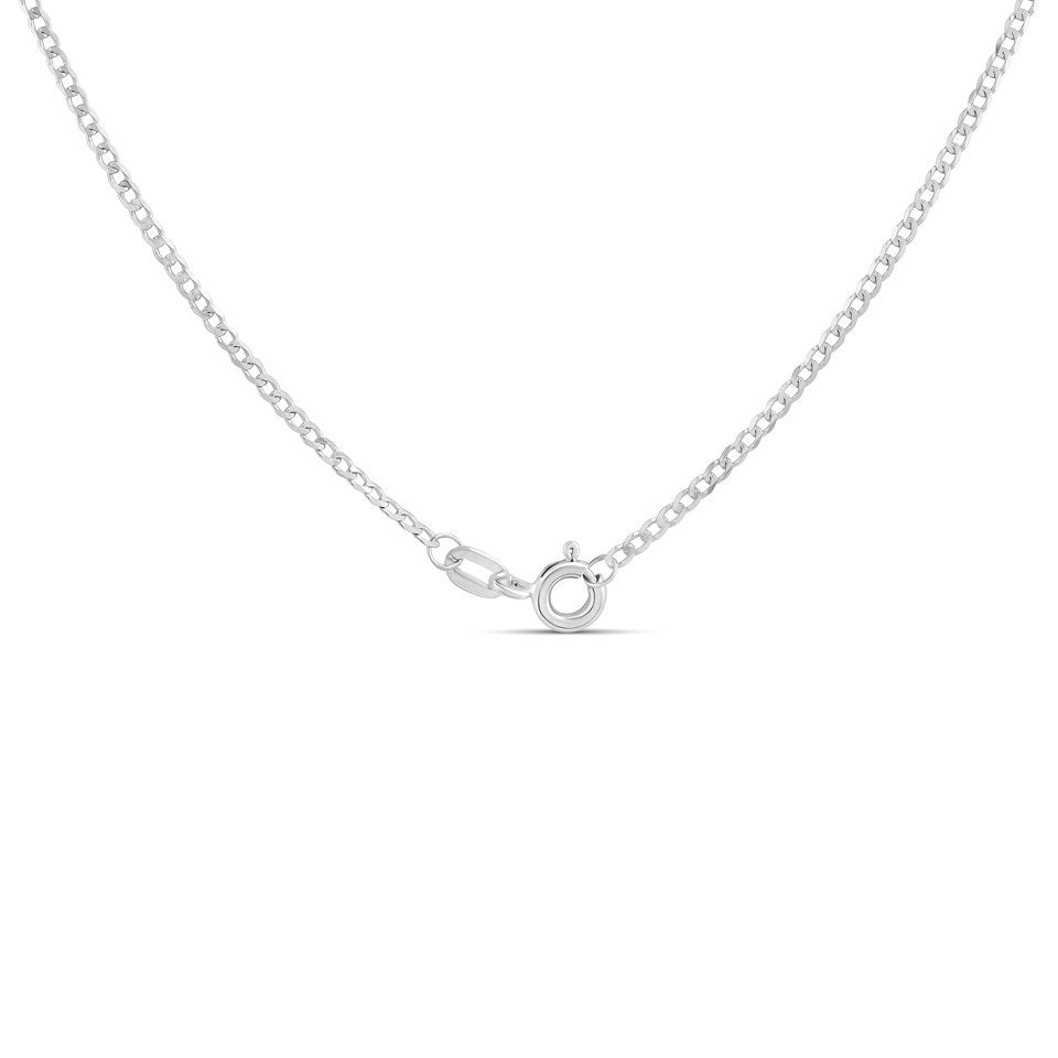 10k White Gold flat Curb Chain, 18 Inches