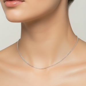 10k White Gold flat Curb Chain, 18 Inches