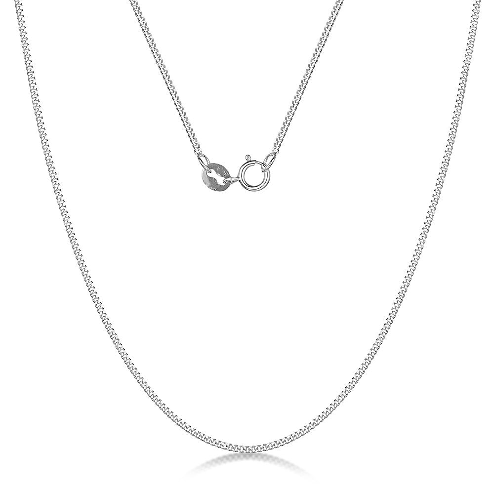 10k White Gold flat Curb Chain, 18 Inches