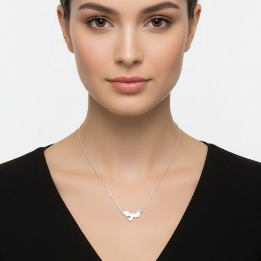 925 Sterling Silver Rhodium Plated Dove Necklace