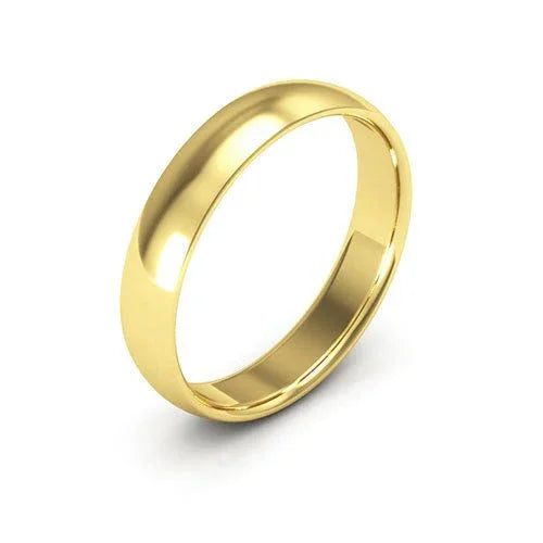 Yellow Gold Half Round Comfort Fit Wedding Band. 14k,  3.9mm