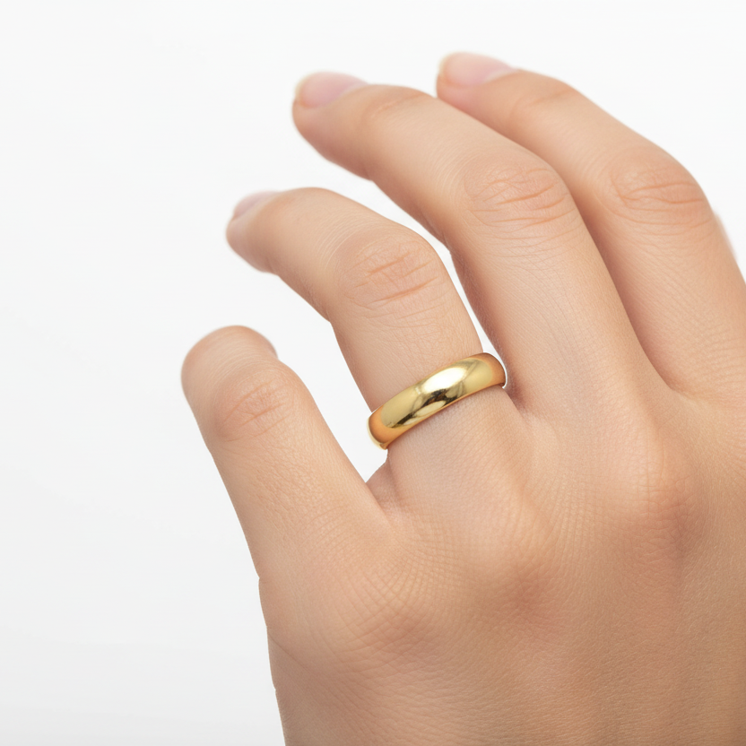 14K Yellow Gold Band Half Dome 5mm