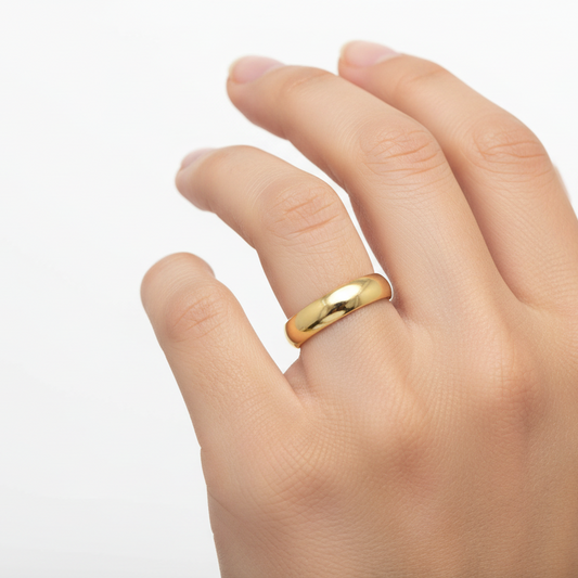 14K Yellow Gold Half Dome Band - 5mm