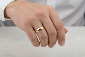14K Yellow Gold Band Half Dome 4.95mm Size: 7 3/4