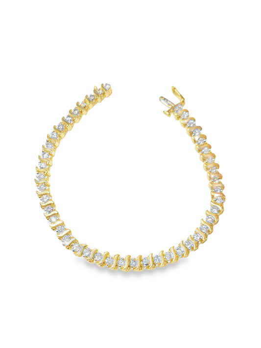 Yellow Gold 44 Stones Diamond Tennis Bracelet. 14k TDW: 2.2ct SI GH